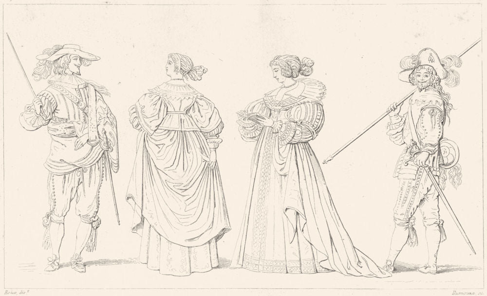 FRANCE. Gentilhomme; Dames de Cour Regne Louis XIII(1630); Hallebardier 1875